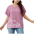 thumbnail image 1 of IROINNID Summer Oversize Tops For Women Casual Short Sleeve Round Neck Printed Loose Blouse Under $10, 1 of 6