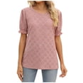 thumbnail image 1 of IROINNID Summer Sexy Blouse For Women Breathable Round-Neck Solid Short Sleeve Tops Blouse Spring Saving, 1 of 8