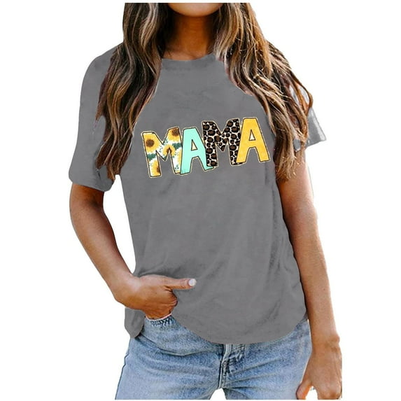 IROINNID Summer Tops For Women Comfy T-Shirt Fashion Printed Loose Short Sleeves Round-Neck Tops Spring Saving