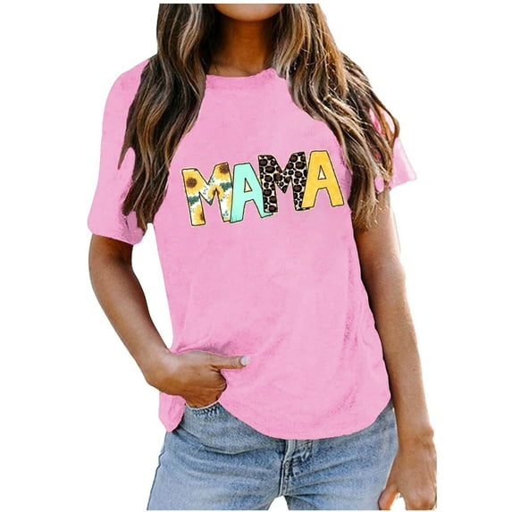 IROINNID Summer Tops For Women Comfy T-Shirt Fashion Printed Loose Short Sleeves Round-Neck Tops Under $10