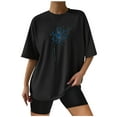 thumbnail image 1 of IROINNID Summer Tops For Women Loose Versatile Tops Round-Neck Print Short Sleeve Printing Loose Blouse T-Shirt Spring Saving Sale, 1 of 5