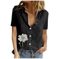 thumbnail image 1 of IROINNID Summer Tops For Women Under $10 Comfy Turn down Neck Short Sleeve Print Leisure Short Sleeves Tops On Sale, 1 of 8