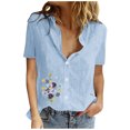 thumbnail image 1 of IROINNID Summer Tops For Women Under $10 Lapel Neck Short Sleeve Print Short Sleeves Tops On Sale, 1 of 8