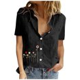 thumbnail image 1 of IROINNID Summer Tops For Women Under $10 Leisure Print Button Turn down Neck Short Sleeve Short Sleeves Tops Clearance Under $10, 1 of 8