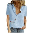 thumbnail image 1 of IROINNID Summer Tops For Women Under $10 Leisure Print Button Turn down Neck Short Sleeve Short Sleeves Tops Spring, 1 of 8