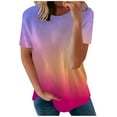 thumbnail image 1 of IROINNID Summer Womens T-Shirt Loose Comfy Print Round-Neck Short Sleeve Casual Blouse Under 10$, 1 of 5