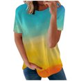 thumbnail image 1 of IROINNID Summer Womens T-Shirt Loose Comfy Print Round-Neck Short Sleeve Casual Blouse, 1 of 5