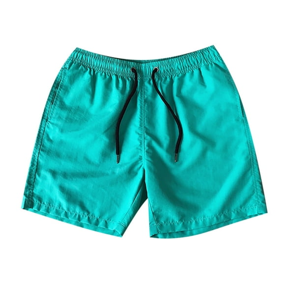 IROINNID Summer Beach Shorts for Men Drawstring Pocket Solid Color Candy Color Five-point Beach Shorts Mint Green