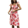 thumbnail image 1 of IROINNID Sundress For Women Sexy Bandage Sleeveless Backless Waist Ruched Dresses Below The Knee Prints Dress, 1 of 9