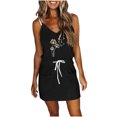thumbnail image 1 of IROINNID Sundress For Women Casual Summer Elastic Waist Sleeveless V-Neck Dress Short Prints Dress, 1 of 4