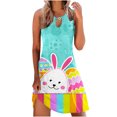 thumbnail image 1 of IROINNID Sundress For Women Sleeveless Round Neckline Boho Floral Dress Summer Tshirt Beach Mini Dresses Strapless Print Dress, 1 of 5