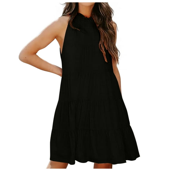 IROINNID Sundress For Women Sleeveless Round Neckline Casual Leisure Large Frenulum Dresses Strapless Dress