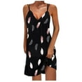 thumbnail image 1 of IROINNID Sundress For Women Trace less V-Neck Double Shoulder Suspender Dress Short Prints Dress, 1 of 5