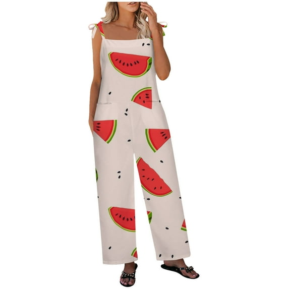 IROINNID Suspender Jumpsuit For Women Summer Backless Loose Long Rompers Jumpsuit