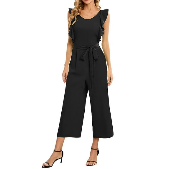 IROINNID Suspender Jumpsuit For Women Summer Casual Ruffle Suspender Jumpsuit