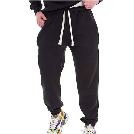 IROINNID SweatPants For Men Solid Color Lace Up Elastic Sports Pants Elastic Waist Pants