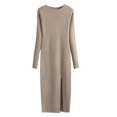 thumbnail image 1 of IROINNID Sweater Dress for Women Sweater Knitted Dress Long Sleeve Tight Bottom Wrap Hip Dresses,Khaki, 1 of 7