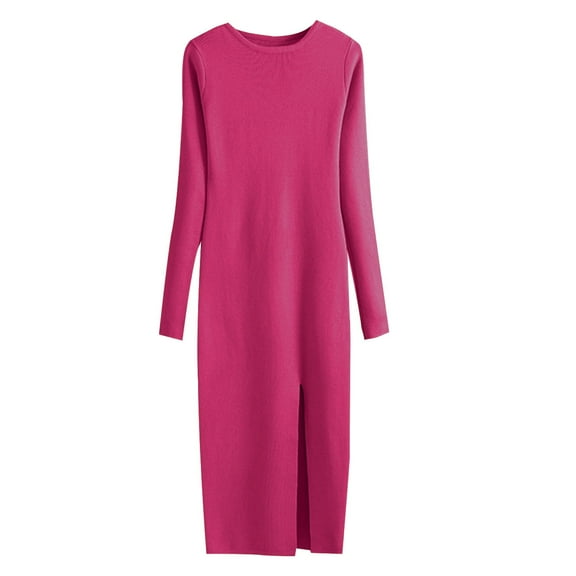 IROINNID Women's Spring Knitted Knitted Dress Long Sleeve Tight Bottom Wrap Hip Skirt