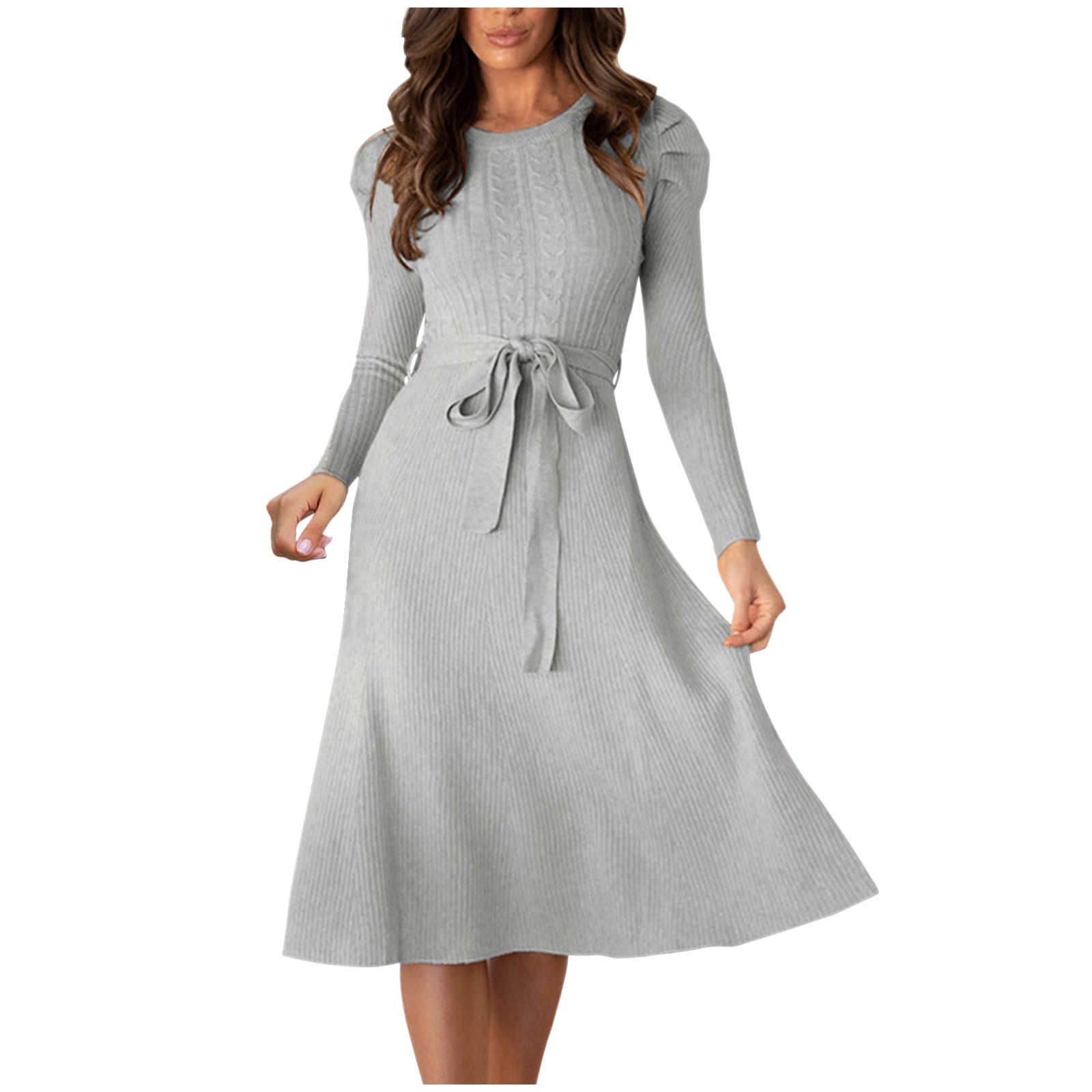 Plaid Round Neck Dropped Shoulder Sweater Dress
