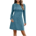 thumbnail image 1 of IROINNID Sweater Dress for Women V Neck Sweater Dress Puff Long Sleeve Slim Bodycon Fall Winter Ribbed Knit Dresses, 1 of 8