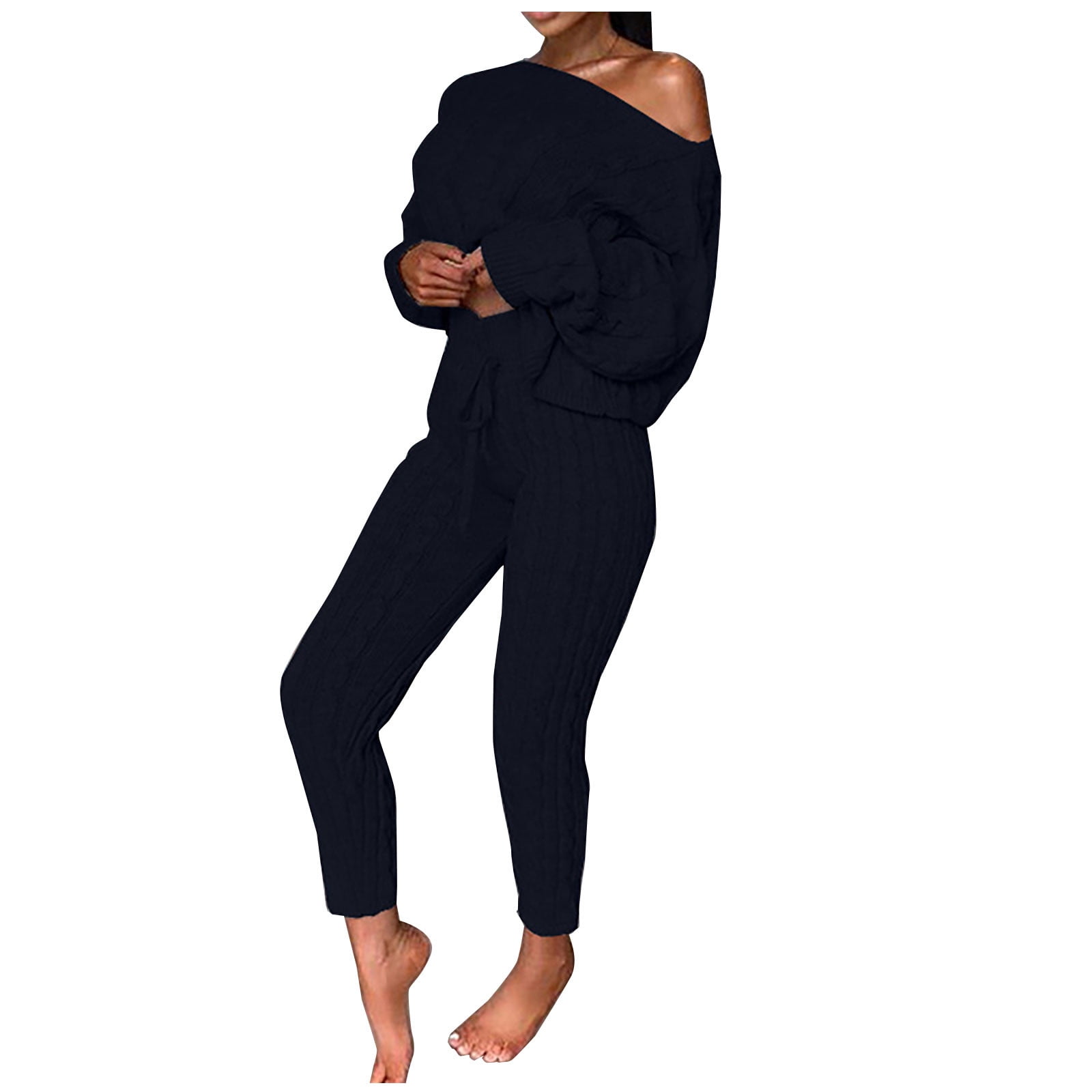 IROINNID Sweater Set for Women Two Pieces Cold Shoulder Sweater