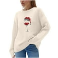 thumbnail image 1 of IROINNID Sweater for Christmas Women's Cute Funny Print Holiday Party Winter Warm Xmas Crewneck Sweater(Z02#Beige,M), 1 of 6