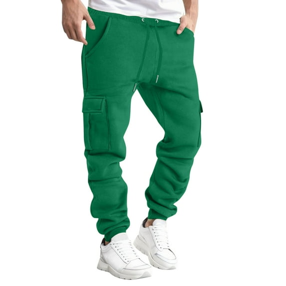 IROINNID Sweatpants for Men Deals Solid Drawstring Waist Jogger Pants Thicken Stretch Comfy Sport Pants With Pocket,Green