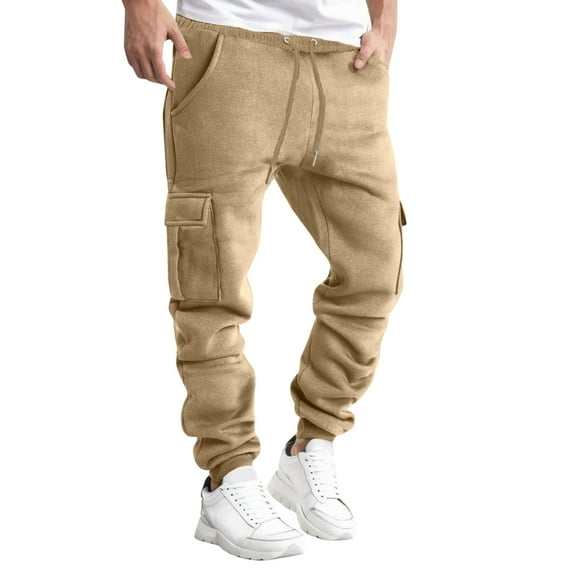 IROINNID Sweatpants for Men On Sale Drawstring Waist Jogger Pants Thicken Stretch Casual Sport Pants With Pocket,Coffee