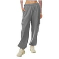 thumbnail image 1 of IROINNID Sweatpants for Women Casual High Waist Drawstring Baggy Pants With Multi-Pockets Long Pants,Dark Gray, 1 of 9