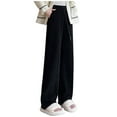 thumbnail image 1 of IROINNID Sweatpants for Women Casual Jogger Loose Fit Plush and Thickened Solid Color Pants Straight Tube Large Size Long Pants,Black, 1 of 6