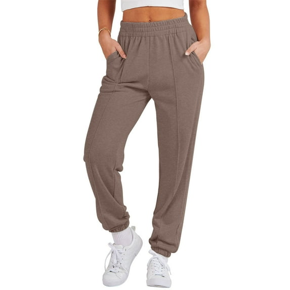 IROINNID Sweatpants for Women Drawstring Loose Fitness Sport Baggy Pants With Pockets Casual Pants for Workout,Coffee