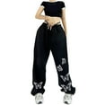 thumbnail image 1 of IROINNID Sweatpants for Women Ladies Pants Hippie Punk Trousers Streetwear Jogger Pocket Solid Loose Overalls Long Pants,Black, 1 of 4