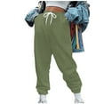 thumbnail image 1 of IROINNID Sweatpants for Women Ladies Pants Hippie Punk Trousers Streetwear Jogger Pocket Solid Loose Overalls Long Pants,Olive Green, 1 of 5
