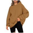 thumbnail image 1 of IROINNID Sweatshirt for Women Fall Winter Casual Long Sleeve Pullover Solid Basic Hoodie Warm Loose Fit Pullover Sweatshirt,Khaki, 1 of 7