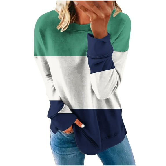 IROINNID Sweatshirt for Women Loose Fit Shirt Long Sleeve Sweatshirt Round Neck Casual Tops Sweatshirt Hoodies,Green