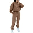 thumbnail image 1 of IROINNID Sweatsuit For Women 2 Pieces Set Pocket Round-Neck Casual Long Sleeve Sweatshirt+ Pant Set Sport Outfits Set,Khaki, 1 of 7