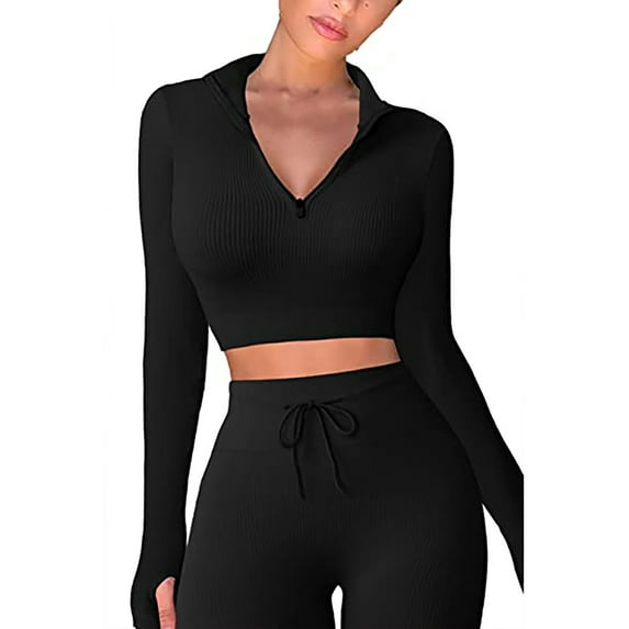 IROINNID Sweatsuit For Women 2 Pieces Set Casual Solid Color Long Pants Hooded Pullover Long Sleeve Sweatshirts Sets Sport Outfits Set,Black