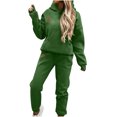 thumbnail image 1 of IROINNID Sweatsuit For Women 2 Pieces Set On Sale Valentine's Day Solid Color Printed Hooded Long Sleeved Sweatshirts Casual Long Sleeved Hooded Suit Jogging Suit,Olive Green, 1 of 3