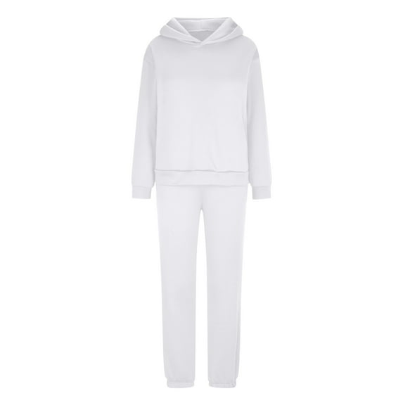 IROINNID Sweatsuit For Women 2 Pieces Set Savings European And American Casual Thickened Velvet Long Sleeved Sweatshirts Trousers Suit Athletic Set,White