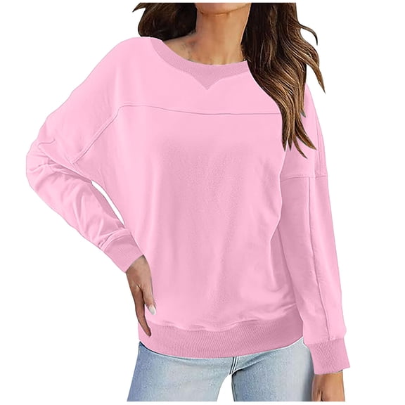 IROINNID Sweatsuit For Women 2 Pieces Set Women's Casual Solid Color Sweatshirts Crew Neck Long Sleeve Lightweight Loose Pullover Tops Sport Outfits Set,Pink