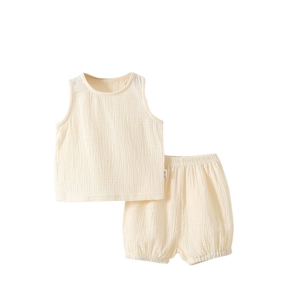 IROINNID T-Shirt Tops Short Pants 2Pcs Toddler Baby Solid Color Outfits Sleeveless Summer Cotton Clothes Set for Boys and Grils 6Monthsonths