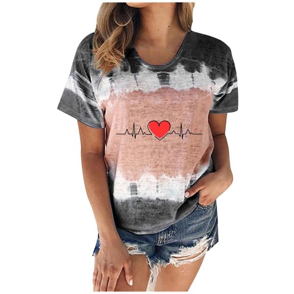 IROINNID T-Shirts For Women Summer Print Regular Women Short Sleeves Top