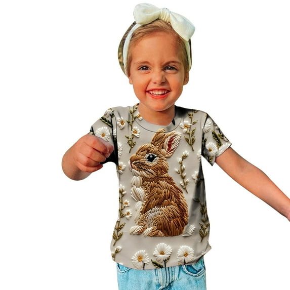 IROINNID T-Shirts Toddler Printed Round Neck Short Sleeve Tee Summer for Boys and Girls 9-10 Years