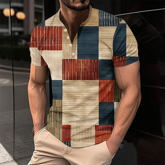 IROINNID T-Shirts for Big and Tall Men, Lightweight Thin Basic Botton Round Neck Summer Blouses for Men