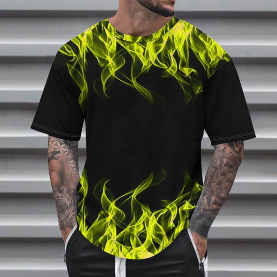 IROINNID T-Shirts for Big and Tall Men, Summer Essentials Lightweight Thin Basic Round Neck Printed Tops for Men