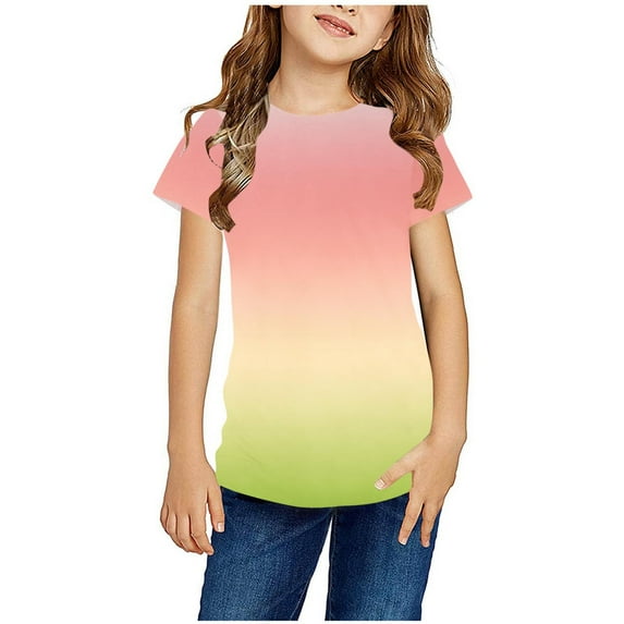 IROINNID T-Shirts for Kids Short Sleeve Tie Dye Top Round Neck Crop Top for Girls and Boy 11-12 Years