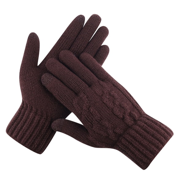 IROINNID Thermal Gloves for Men Touchscreen Gloves Winter Warm Gloves Touchscreen Stretch Thick Knitted Windproof Gloves Five-Finger Gloves,Coffee