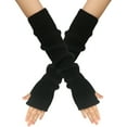 thumbnail image 1 of IROINNID Thermal Gloves for Women Knit Gloves Winter Wrist Arm Warmer Solid Knitted Long Fingerless Gloves Mitten,Black, 1 of 4