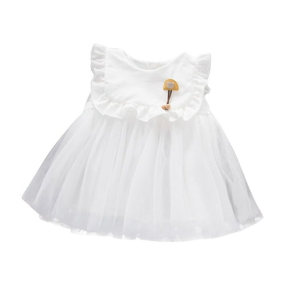 IROINNID Toddler Baby Girls Ruffle Dress Sleeveless Soild Flower Flowy Pleated Party Dress 6-12M