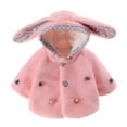 thumbnail image 1 of IROINNID Toddler Baby Girls Winter Bow Ears Hooded Thicken Warm Outerwear Hoodie Jacket Coat Cloak, 1 of 9